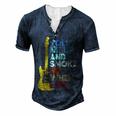 Roll Me Up And Smoke Me When I Die Guitar  Men's Henley Button-Down 3D Print T-shirt Navy Blue