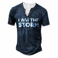 I Am The Storm Fate Devil Whispers Motivational Distressed Men's Henley T-Shirt Navy Blue