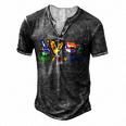 Gifts Peace Love Hispanic Heritage Month Decoration Country  Men's Henley Button-Down 3D Print T-shirt Dark Grey