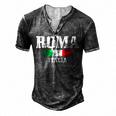 Rome Italy Roma Italia Vintage Italian Flag  Men's Henley Button-Down 3D Print T-shirt Dark Grey