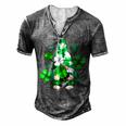 Love Gnomes Irish Shamrock St Patricks Day Four Leaf Clover Men's Henley Button-Down 3D Print T-shirt Grey