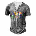 Gifts Peace Love Hispanic Heritage Month Decoration Country  Men's Henley Button-Down 3D Print T-shirt Grey