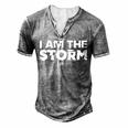 I Am The Storm Fate Devil Whispers Motivational Distressed Men's Henley T-Shirt Grey