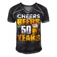 Cheers And Beers To 50 Years Old Birthday Funny Drinking Men's Short Sleeve V-neck 3D Print Retro Tshirt Black