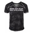 Does Not Play Well With Others Men's Short Sleeve V-neck 3D Print Retro Tshirt Black