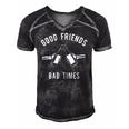 Good Friends Bad Times Drinking Buddy Men's Short Sleeve V-neck 3D Print Retro Tshirt Black