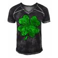 Happy Clover St Patricks Day Irish Shamrock St Pattys Day  Men's Short Sleeve V-neck 3D Print Retro Tshirt Black