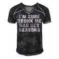 Im Sure Drunk Me Had Her Reasons Funny Retro Vintage Men's Short Sleeve V-neck 3D Print Retro Tshirt Black