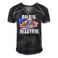 Mens Bald Is Beautiful July 4Th Eagle Patriotic American Vintage Men's Short Sleeve V-neck 3D Print Retro Tshirt Black
