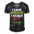 Mens I Came I Mowed I Kicked Grass Funny Lawn Mowing Gardener Men's Short Sleeve V-neck 3D Print Retro Tshirt Black