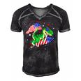 Patriotic Dinosaur Fireworks &8211 Usa American Flag 4Th Of July Men's Short Sleeve V-neck 3D Print Retro Tshirt Black
