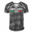 Abruzzo Italian Name Italy Flag Italia Family Surname Men's Short Sleeve V-neck 3D Print Retro Tshirt Grey