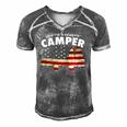 American Camper US Flag Patriotic Camping Men's Short Sleeve V-neck 3D Print Retro Tshirt Grey