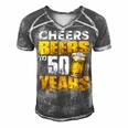 Cheers And Beers To 50 Years Old Birthday Funny Drinking Men's Short Sleeve V-neck 3D Print Retro Tshirt Grey