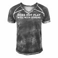 Does Not Play Well With Others Men's Short Sleeve V-neck 3D Print Retro Tshirt Grey