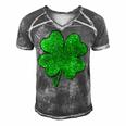 Happy Clover St Patricks Day Irish Shamrock St Pattys Day  Men's Short Sleeve V-neck 3D Print Retro Tshirt Grey