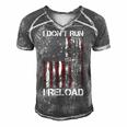 I Dont Run I Reload Gun American Flag Patriots On Back  Men's Short Sleeve V-neck 3D Print Retro Tshirt Grey