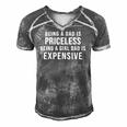 Mens Being A Dad Is Priceless Being A Girl Dad Is Expensive Funny Men's Short Sleeve V-neck 3D Print Retro Tshirt Grey
