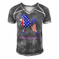 Patriotic Flag Poodle For American Poodle Lovers Men's Short Sleeve V-neck 3D Print Retro Tshirt Grey
