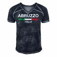 Abruzzo Italian Name Italy Flag Italia Family Surname Men's Short Sleeve V-neck 3D Print Retro Tshirt Navy Blue