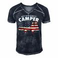 American Camper US Flag Patriotic Camping Men's Short Sleeve V-neck 3D Print Retro Tshirt Navy Blue