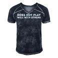 Does Not Play Well With Others Men's Short Sleeve V-neck 3D Print Retro Tshirt Navy Blue