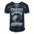 Fishing - Its All About Respect Men's Short Sleeve V-neck 3D Print Retro Tshirt Navy Blue