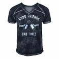 Good Friends Bad Times Drinking Buddy Men's Short Sleeve V-neck 3D Print Retro Tshirt Navy Blue
