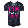 Gym And Tonic Workout Exercise Training Men's Short Sleeve V-neck 3D Print Retro Tshirt Navy Blue
