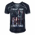 I Dont Run I Reload Gun American Flag Patriots On Back  Men's Short Sleeve V-neck 3D Print Retro Tshirt Navy Blue