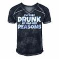 Im Sure Drunk Me Had Her Reasons Men's Short Sleeve V-neck 3D Print Retro Tshirt Navy Blue