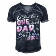 Mens Winter Onederland Dad Of Birthday Girl 1St Birthday Theme Men's Short Sleeve V-neck 3D Print Retro Tshirt Navy Blue