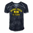 Orange Beach Al Alabama Gym Style Distressed Amber Print Men's Short Sleeve V-neck 3D Print Retro Tshirt Navy Blue