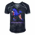 Patriotic Flag Poodle For American Poodle Lovers Men's Short Sleeve V-neck 3D Print Retro Tshirt Navy Blue