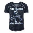 Play Together - Stay Together Men's Short Sleeve V-neck 3D Print Retro Tshirt Navy Blue