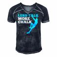 Rock Climbing Climber Less Talk More Chalk Gift Men's Short Sleeve V-neck 3D Print Retro Tshirt Navy Blue