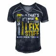 Thats What I Do I Fix Stuff And I Know Things Funny Saying Men's Short Sleeve V-neck 3D Print Retro Tshirt Navy Blue