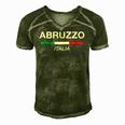 Abruzzo Italian Name Italy Flag Italia Family Surname Men's Short Sleeve V-neck 3D Print Retro Tshirt Green