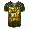 Cheers And Beers To 50 Years Old Birthday Funny Drinking Men's Short Sleeve V-neck 3D Print Retro Tshirt Green