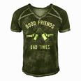 Good Friends Bad Times Drinking Buddy Men's Short Sleeve V-neck 3D Print Retro Tshirt Green