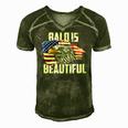 Mens Bald Is Beautiful July 4Th Eagle Patriotic American Vintage Men's Short Sleeve V-neck 3D Print Retro Tshirt Green