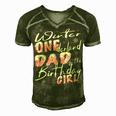 Mens Winter Onederland Dad Of Birthday Girl 1St Birthday Theme Men's Short Sleeve V-neck 3D Print Retro Tshirt Green