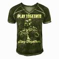Play Together - Stay Together Men's Short Sleeve V-neck 3D Print Retro Tshirt Green