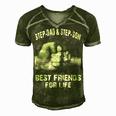 Step-Dad & Step-Son - Best Friends Men's Short Sleeve V-neck 3D Print Retro Tshirt Green