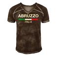 Abruzzo Italian Name Italy Flag Italia Family Surname Men's Short Sleeve V-neck 3D Print Retro Tshirt Brown