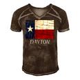 Dayton Tx Texas Flag City State Gift Men's Short Sleeve V-neck 3D Print Retro Tshirt Brown