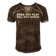 Does Not Play Well With Others Men's Short Sleeve V-neck 3D Print Retro Tshirt Brown