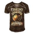 Fishing - Its All About Respect Men's Short Sleeve V-neck 3D Print Retro Tshirt Brown