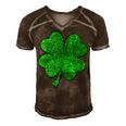 Happy Clover St Patricks Day Irish Shamrock St Pattys Day  Men's Short Sleeve V-neck 3D Print Retro Tshirt Brown