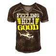 Helicopter Pilot Flight Medic Funny Feeling Good Men's Short Sleeve V-neck 3D Print Retro Tshirt Brown